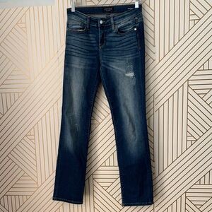 Judy Blue Midrise Straight Fit Jeans dark wash distressed distressing 5 / 27